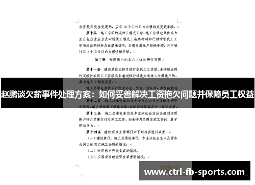 赵鹏谈欠薪事件处理方案：如何妥善解决工资拖欠问题并保障员工权益